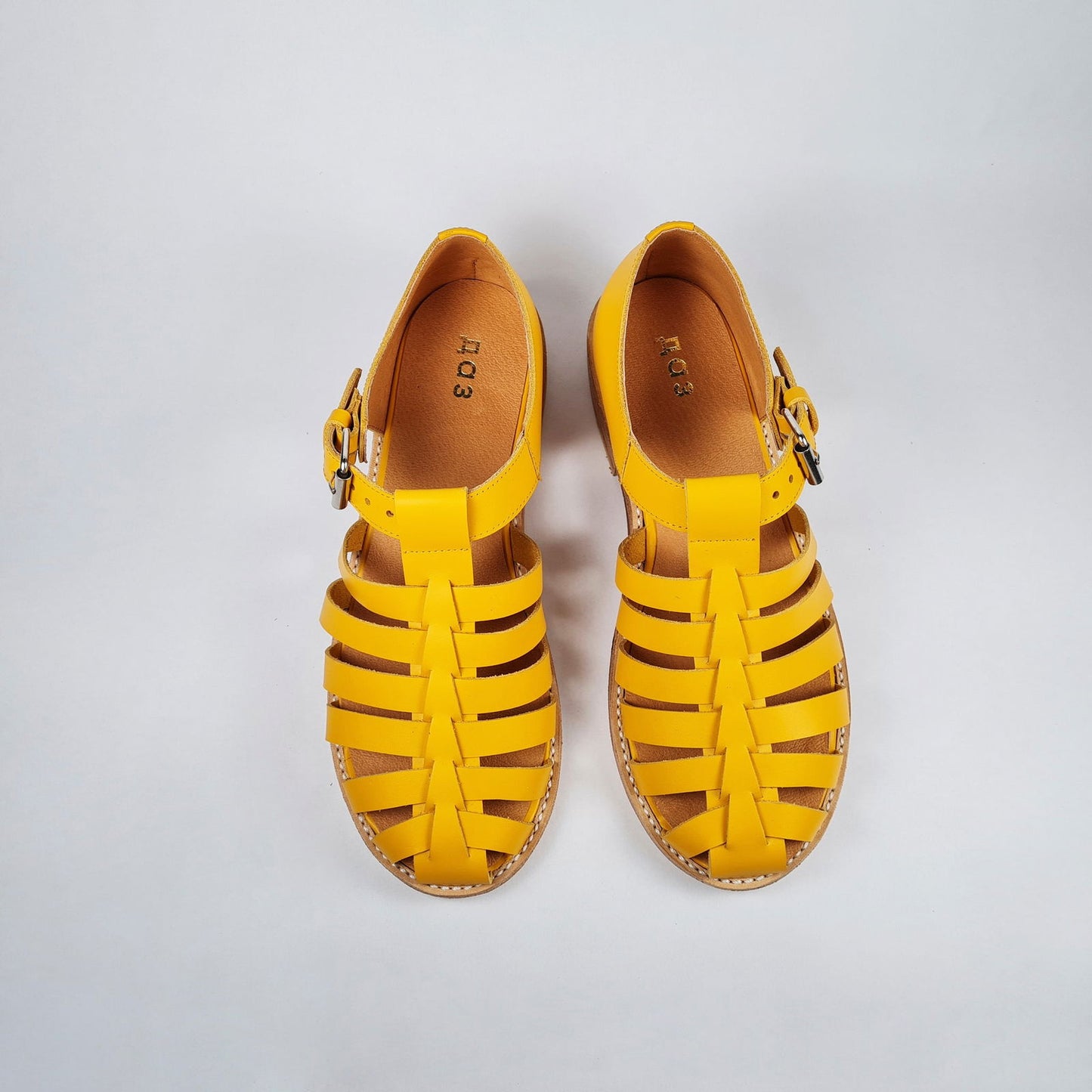 Handmade Leather Fisherman Sandals - Yellow - Kotikauppa