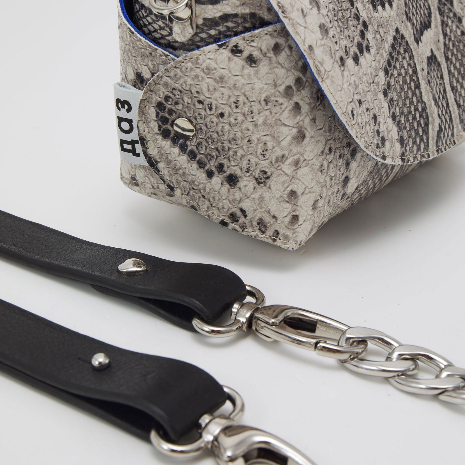 Handmade Leather Shoulder - Snake Print - Kotikauppa