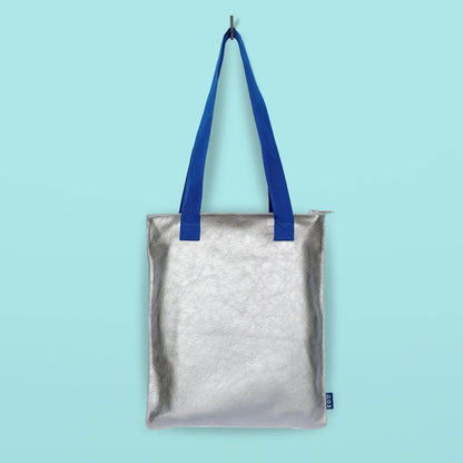 Handmade Leather Tote - Silver - Kotikauppa