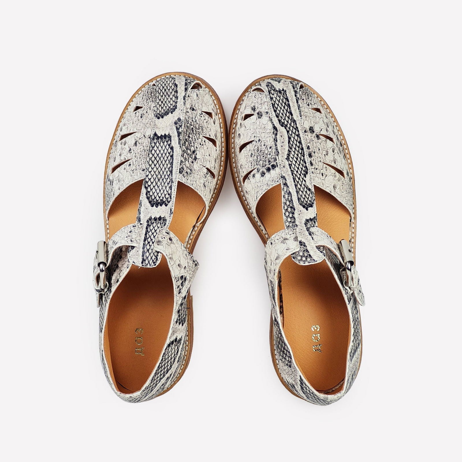 Handmade Snake Print Sandals - Kotikauppa