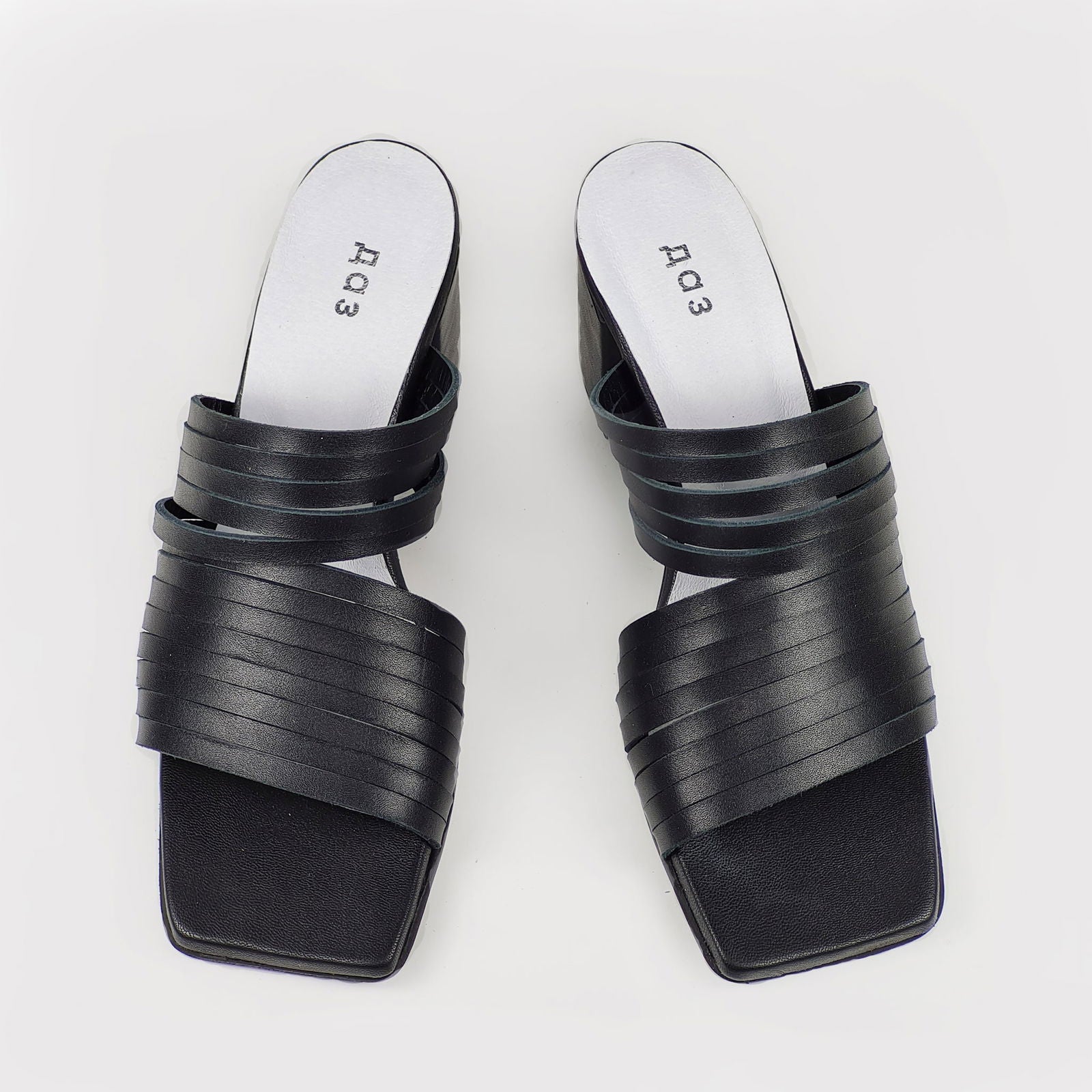 Handmade Strappy Matt Leather Sandals - Black - Kotikauppa