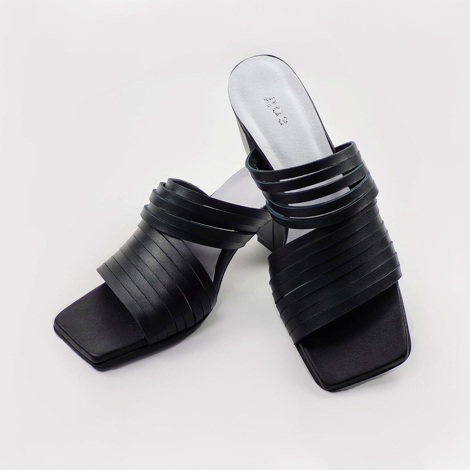 Handmade Strappy Matt Leather Sandals - Black - Kotikauppa