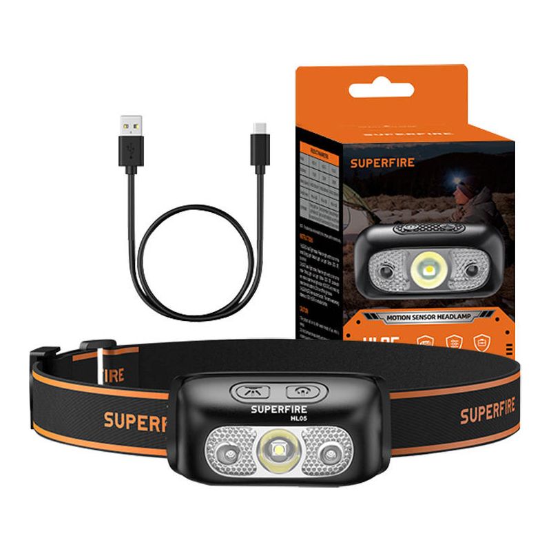 Headlamp Superfire HL05-E, 120lm, USB - Kotikauppa