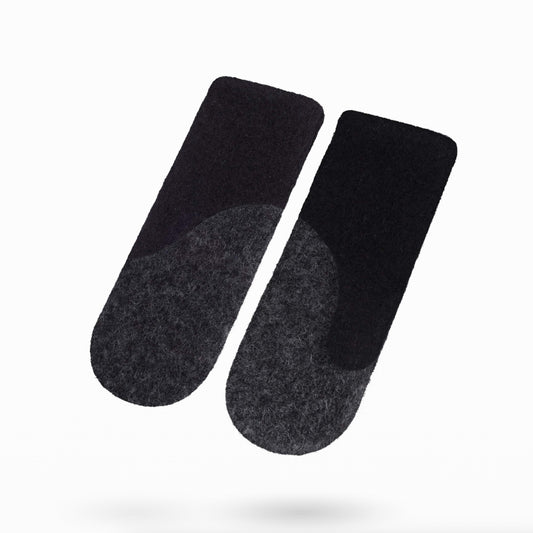 Felted Wool Mittens - Black, Dark Grey