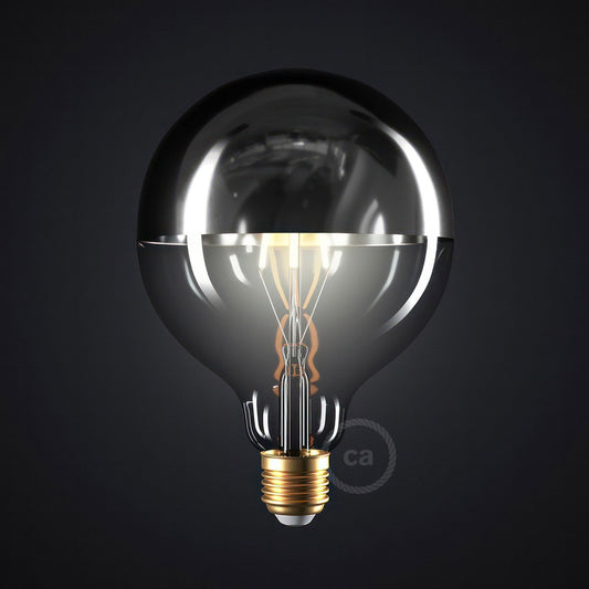 Hopeinen puolipallo Globe G125 LED-lamppu 7W E27 2700K Himmennettävä - Kotikauppa