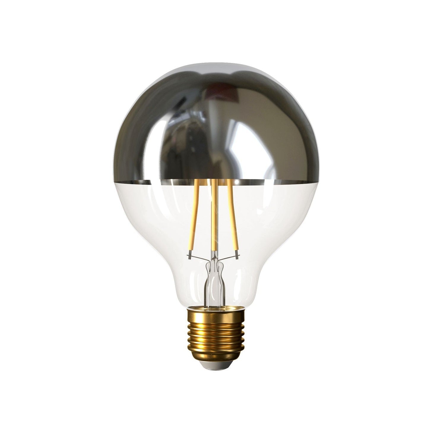 Hopeinen puolipallo Globe G95 LED-lamppu 7W E27 2700K Himmennettävä - Kotikauppa