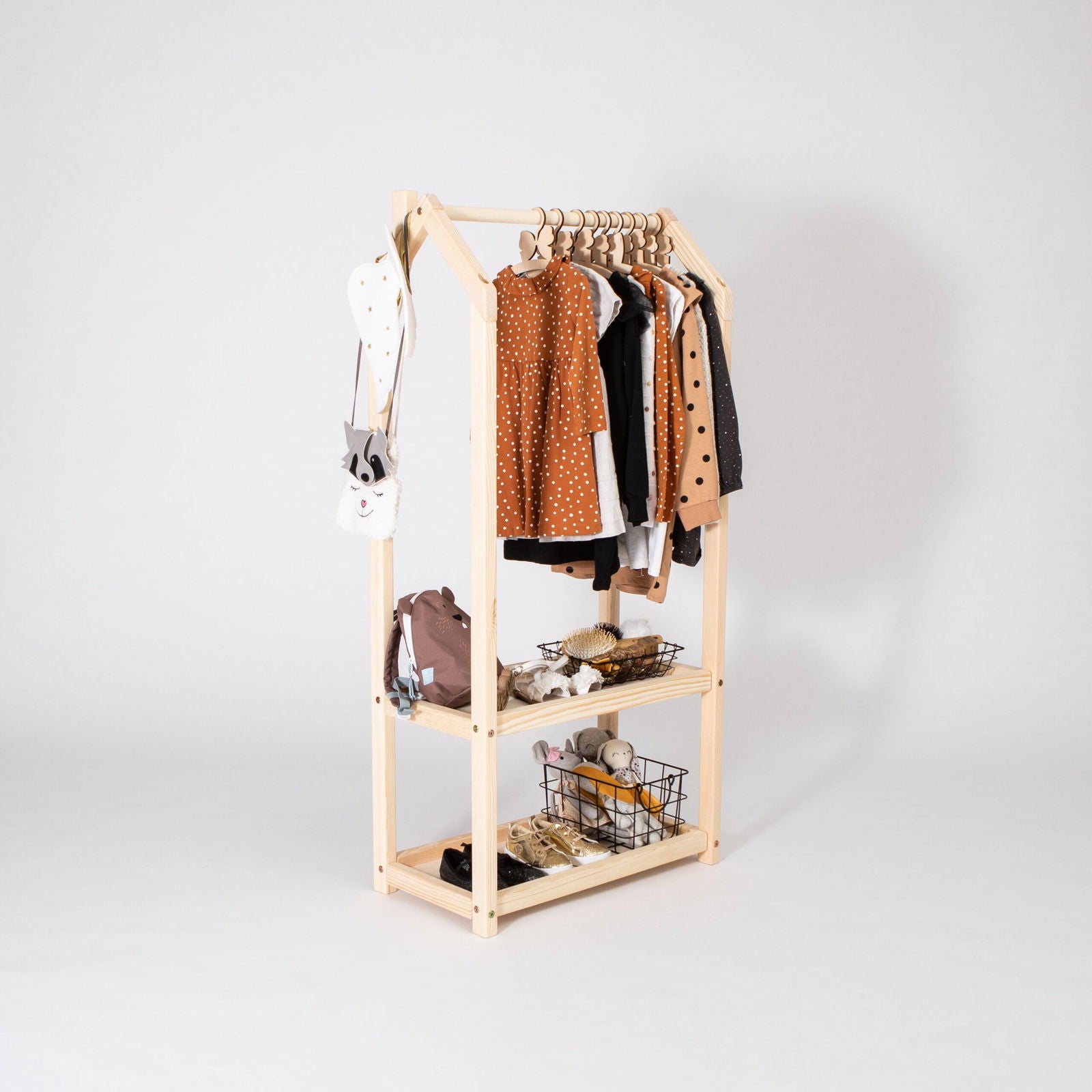 House Shaped Clothing Rack with Storage - Kotikauppa