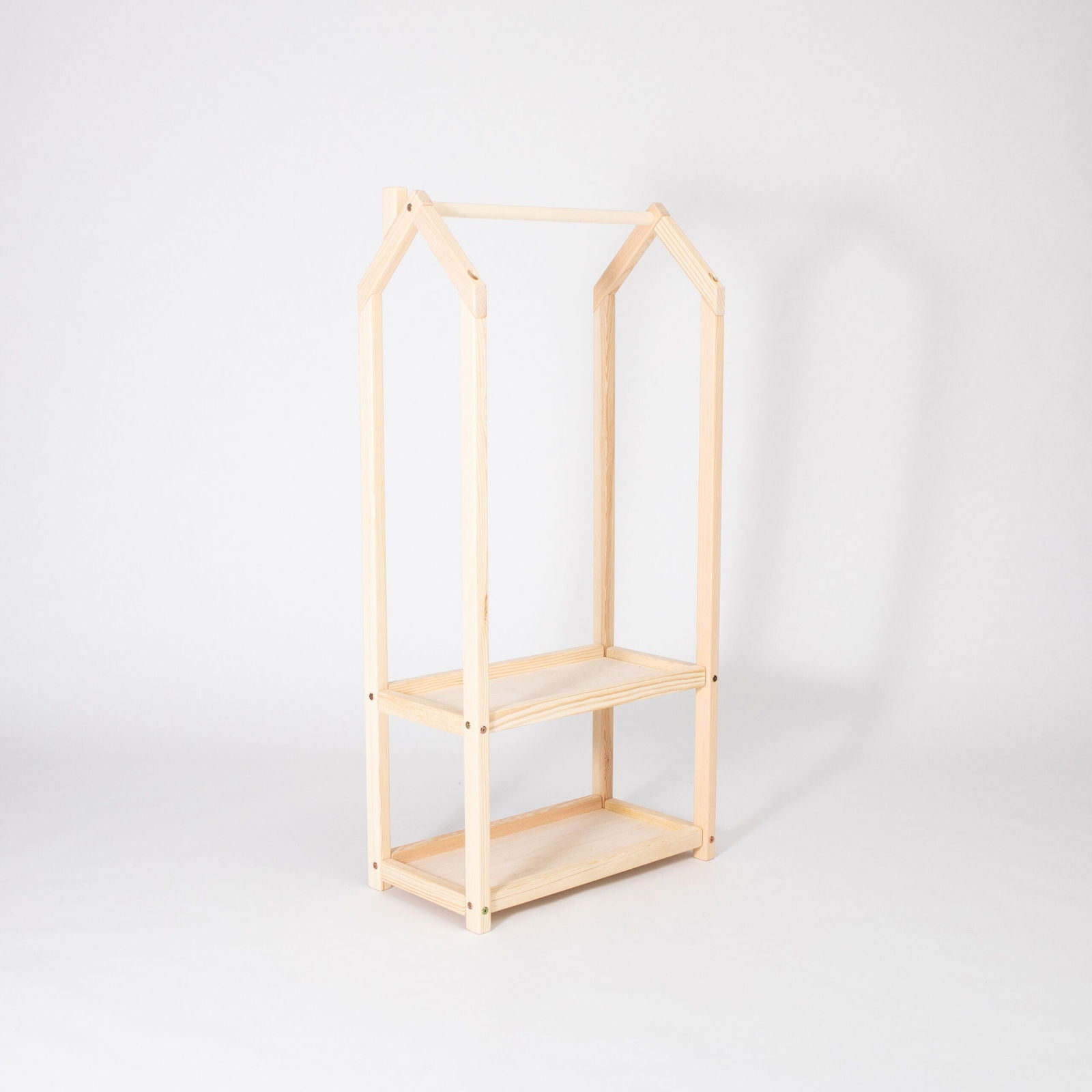 House Shaped Clothing Rack with Storage - Kotikauppa