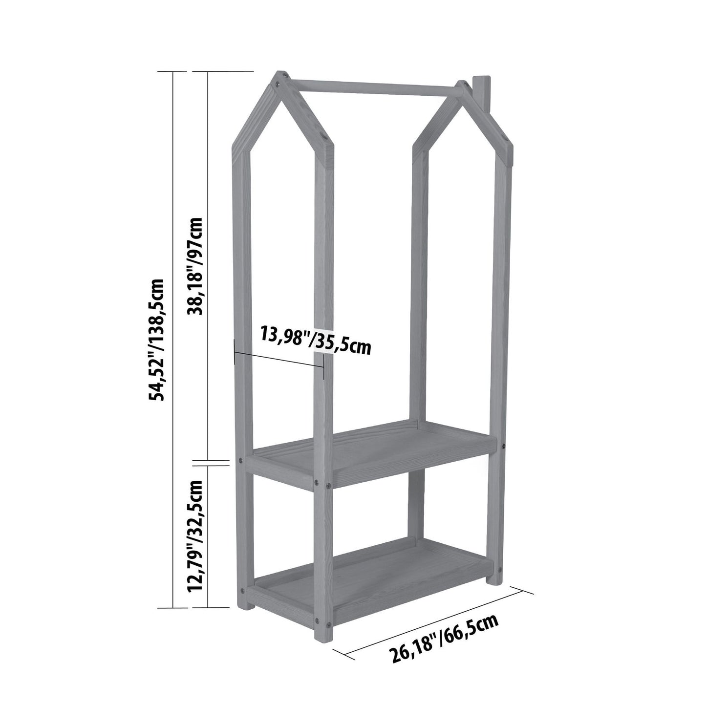 House Shaped Clothing Rack with Storage - Kotikauppa
