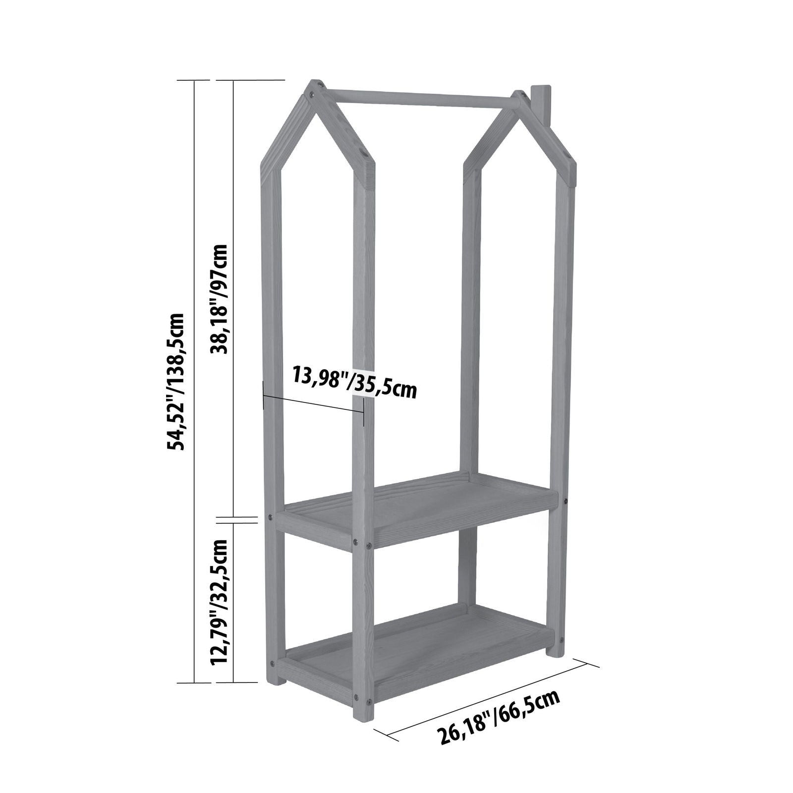 House Shaped Clothing Rack with Storage - Kotikauppa
