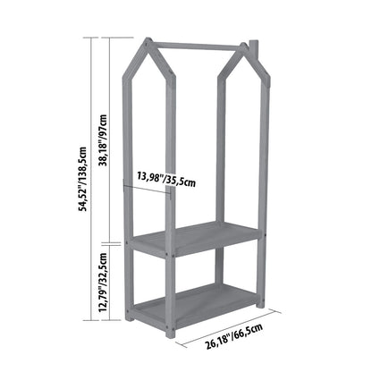 House Shaped Clothing Rack with Storage - Kotikauppa