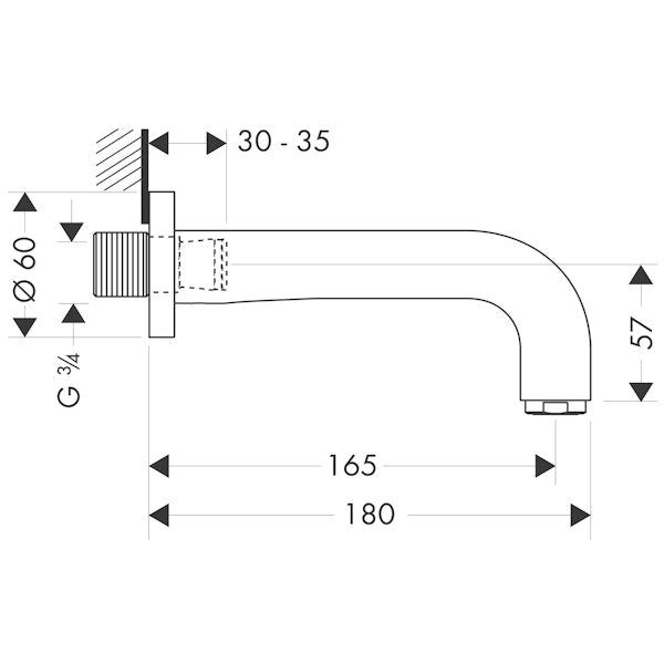 JUOKSUPUTKI HANSGROHE 39410000 AXOR CITTERIO DN20