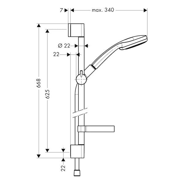 SUIHKUSETTI HANSGROHE 27772000 CROMA100V 65cm