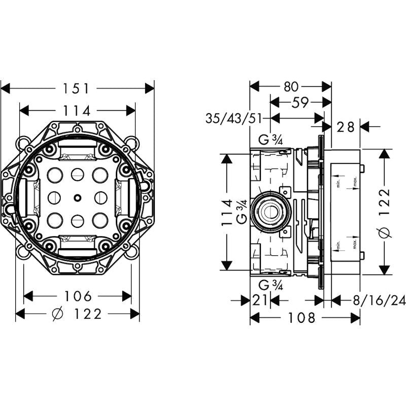 PIILOASENNUSHANA HANSGROHE 01800180 IBOX UNIVERSAL RUNKO