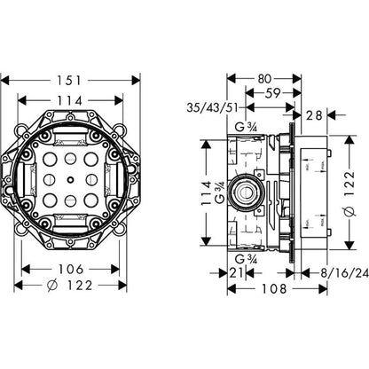 PIILOASENNUSHANA HANSGROHE 01800180 IBOX UNIVERSAL RUNKO