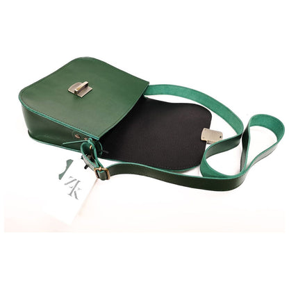 Natural Leather Saddle Bag Large – Green