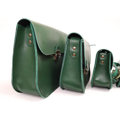 Natural Leather Saddle Bag Large – Green