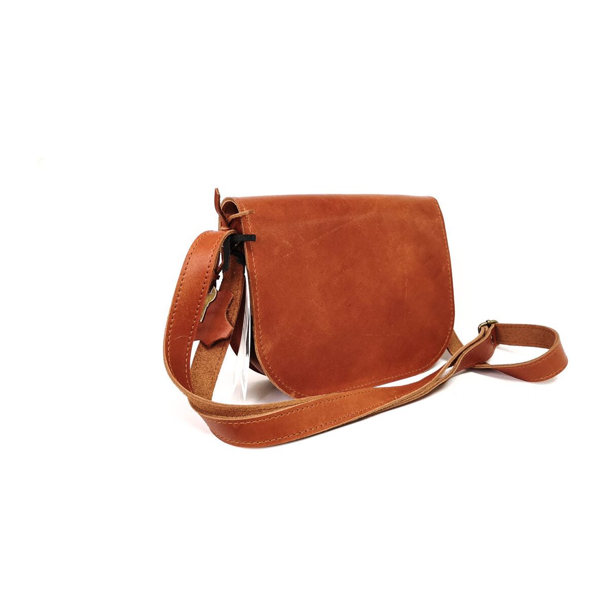 Natural Leather Saddle Bag Medium – Light Brown