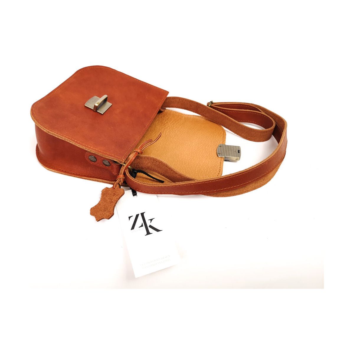 Natural Leather Saddle Bag Medium – Light Brown