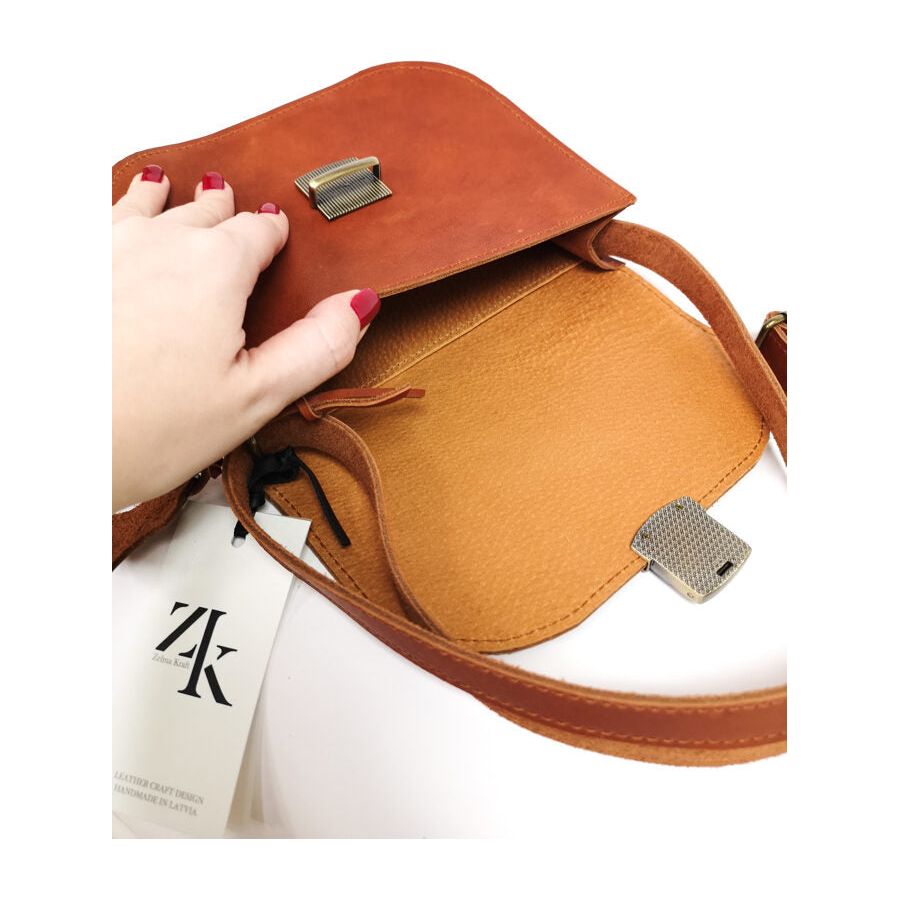 Natural Leather Saddle Bag Medium – Light Brown