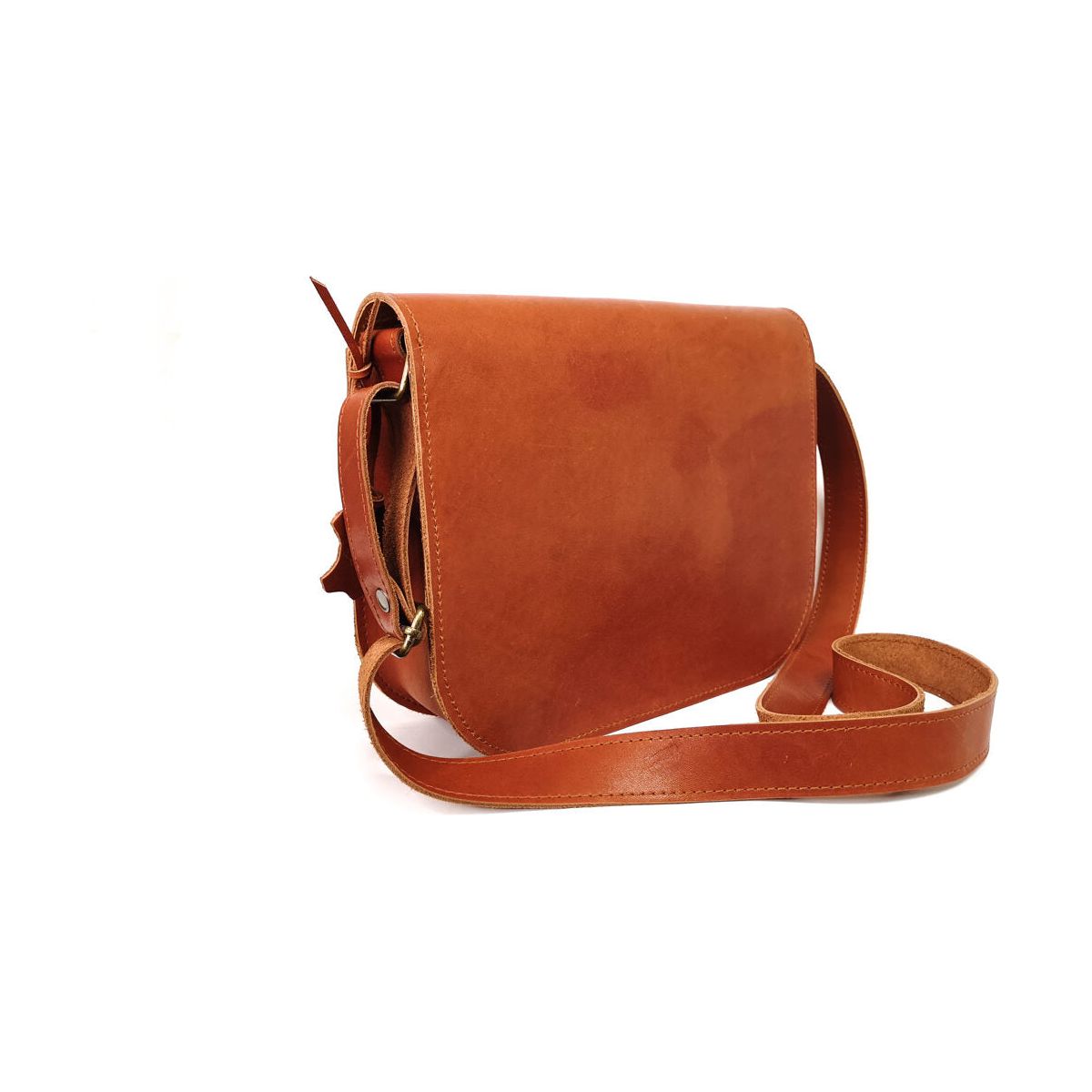 Natural Leather Saddle Bag Large – Light Brown