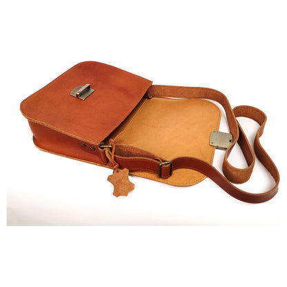 Natural Leather Saddle Bag Large – Light Brown