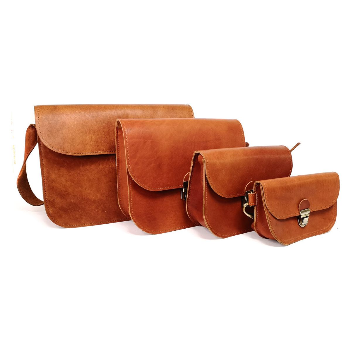 Natural Leather Saddle Bag Medium – Light Brown