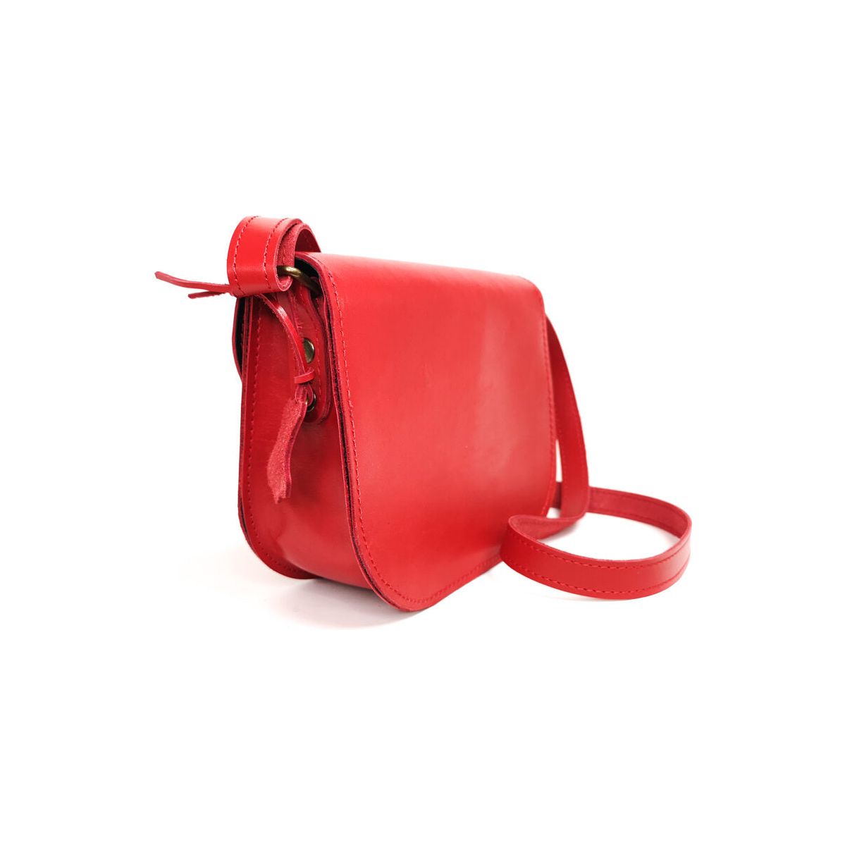 Natural Leather Saddle Bag Medium – Red