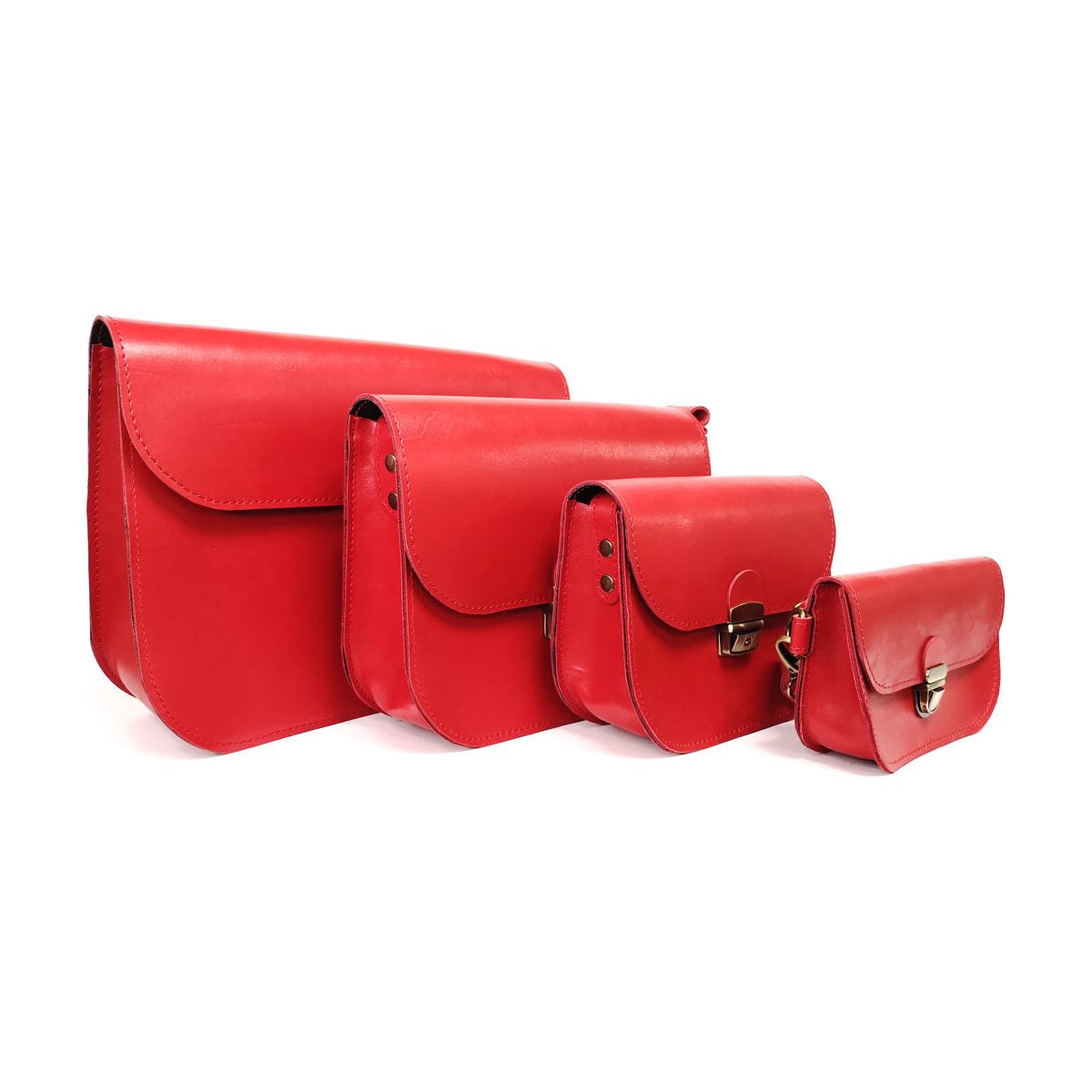 Natural Leather Saddle Bag Large – Red