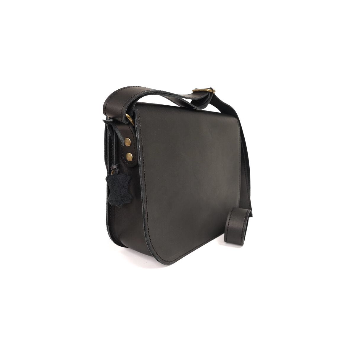 Natural Leather Saddle Bag Large – Black