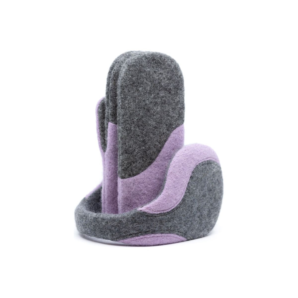 Felted Wool Mittens - Medium Grey, Lilac