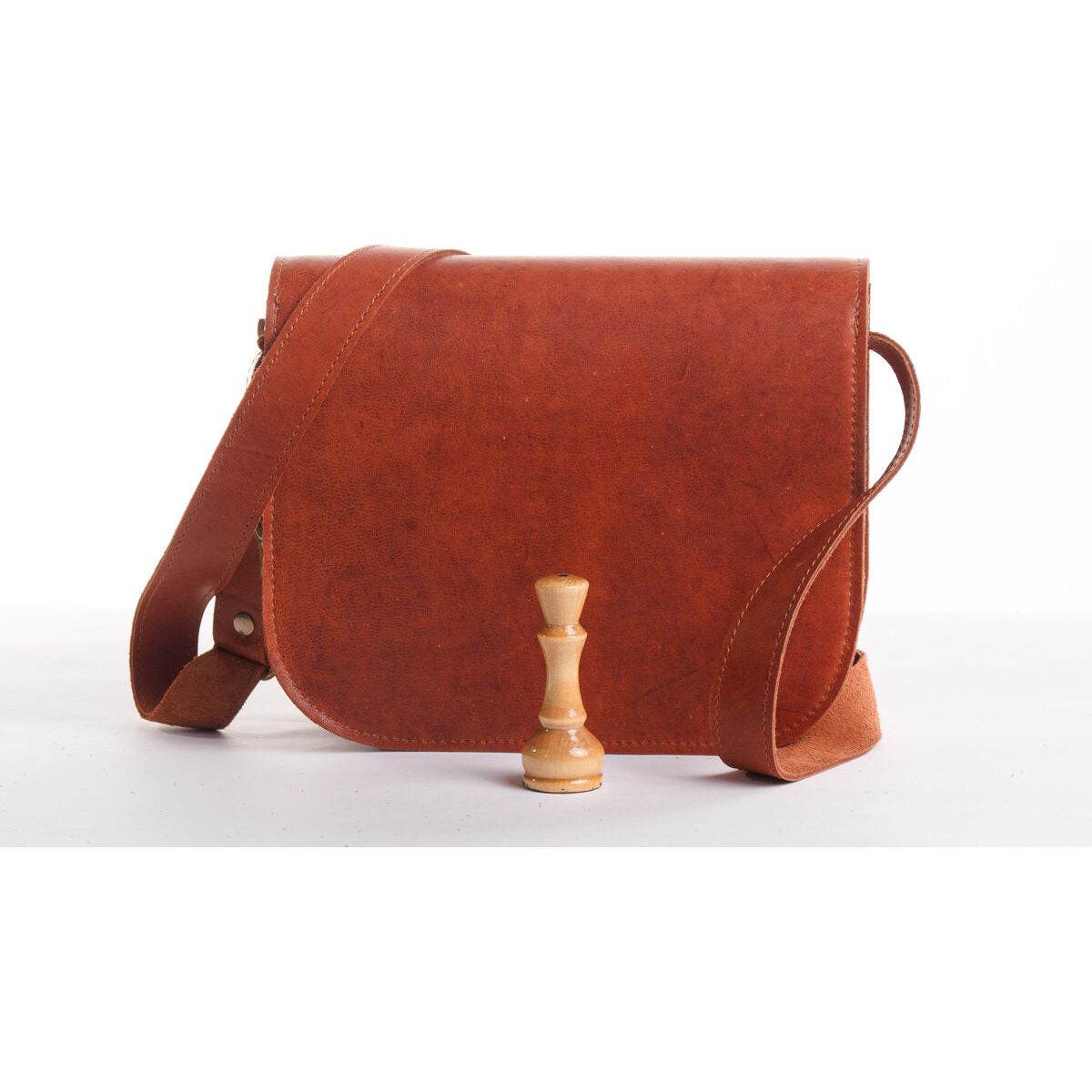 Natural Leather Saddle Bag Large – Light Brown