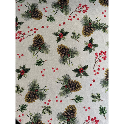 Christmas Motive Golden Pine Round Tablecloth