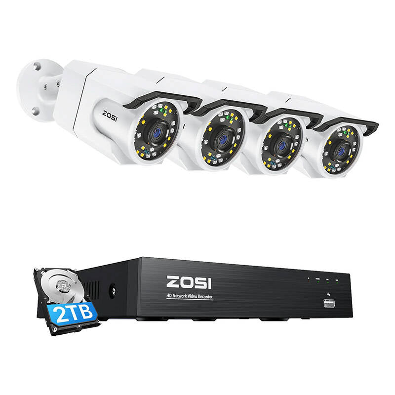IP Camera ZOSI C105 4 pcs WiFi 8MP + NVR 8ch + 2TB HDD - Kotikauppa