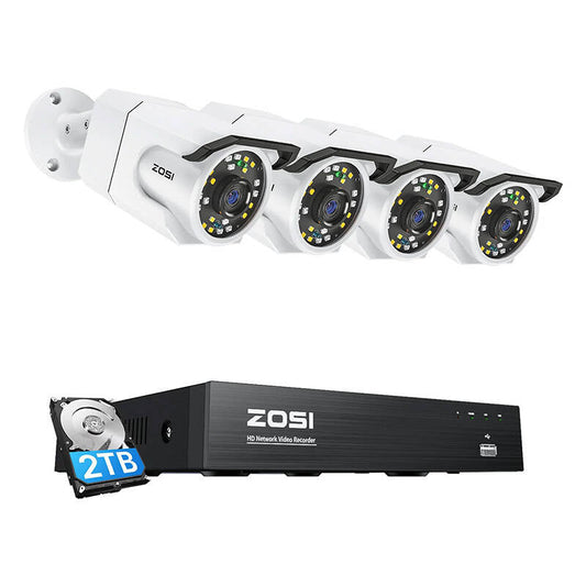 IP Camera ZOSI C105 4 pcs WiFi 8MP + NVR 8ch + 2TB HDD - Kotikauppa