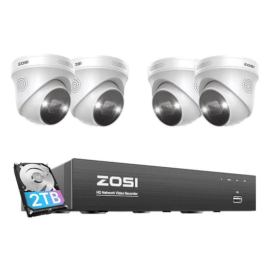 IP Camera ZOSI C225 4 pcs WiFi 5MP + NVR 8ch + 2TB HDD - Kotikauppa