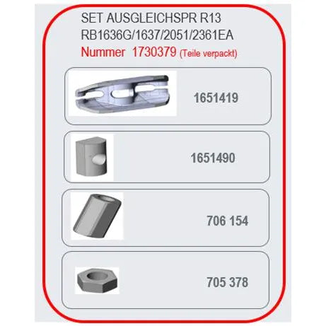 Jarruvaijerien tasaussarja, 1-akselinen 1636G/1637/2051/2361 - Kotikauppa