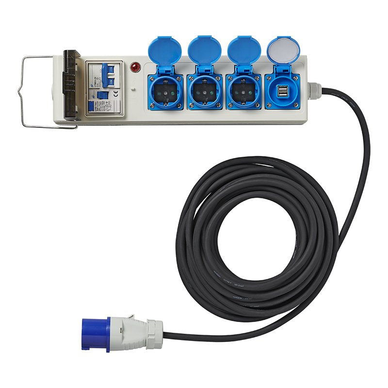 Jatkojohto10m 3x1.5mm²   MCCB ja Vikavirta + 2xUSB - Kotikauppa