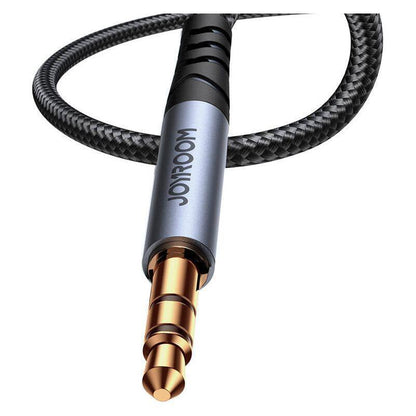 Joyroom SY-A09 AUX Kaapeli 3.5mm mini jack to 3.5mm mini jack, braided, 1.2m (black) - Kotikauppa