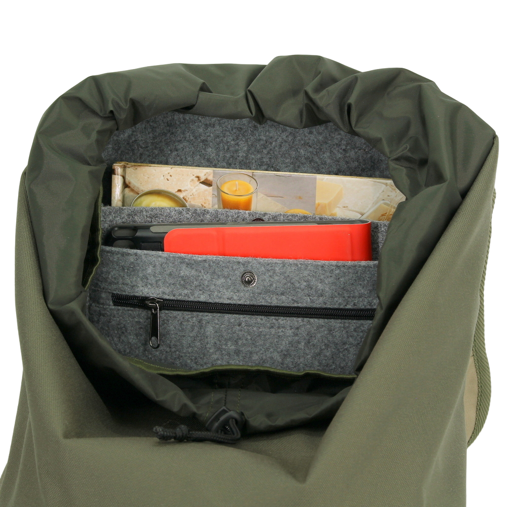 Kestävä ja vedenpitävä reppu Cafe 18l G-koukulla (khaki ja beige) - Kotikauppa