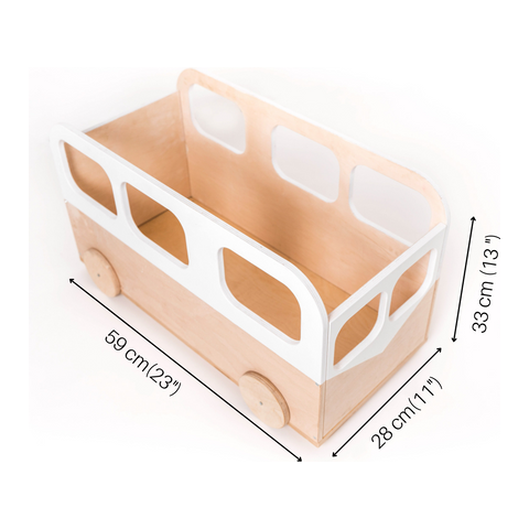 Kids Toy Storage Box on Wheels - Bus - Kotikauppa