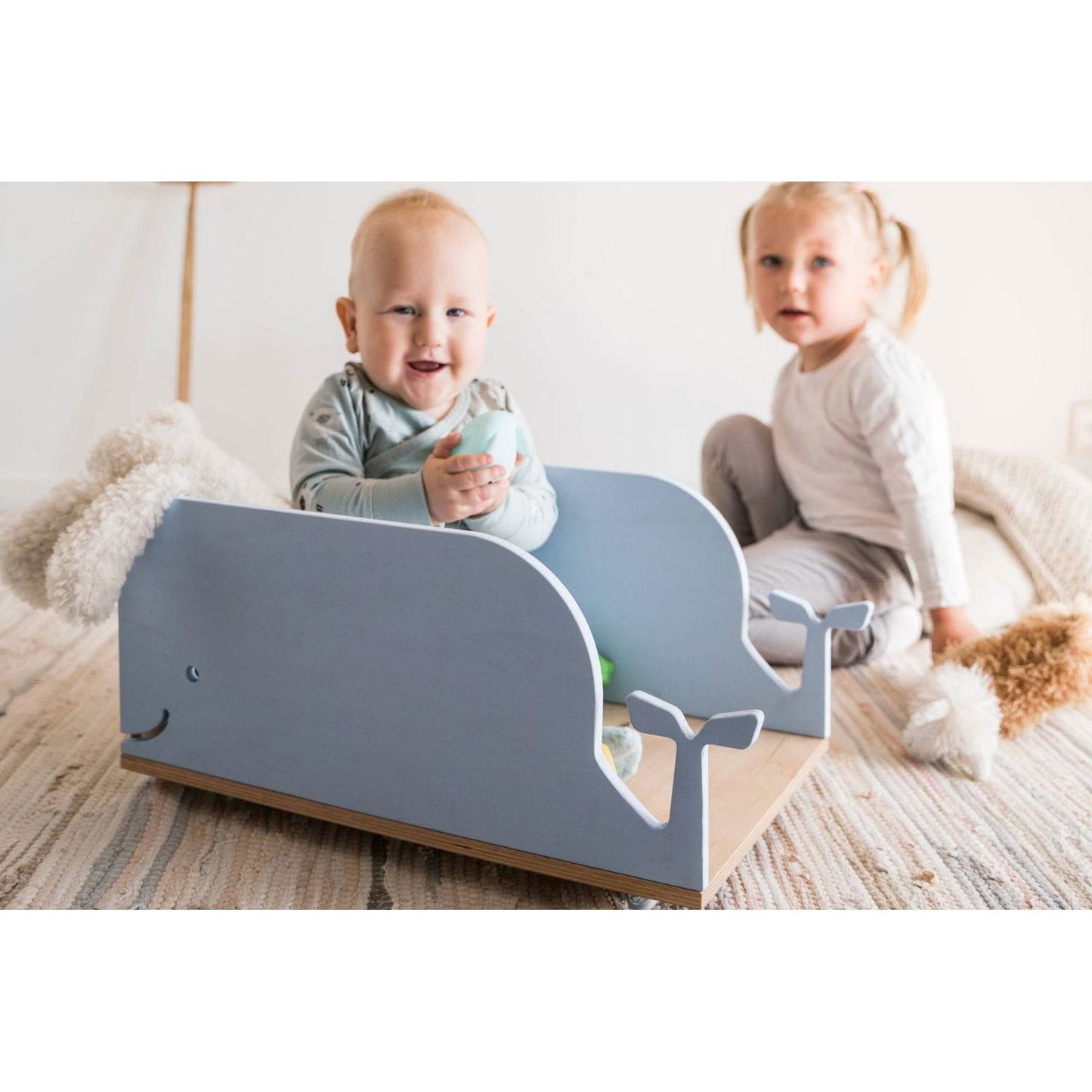 Kids Toy Storage Box on Wheels - Whale - Kotikauppa