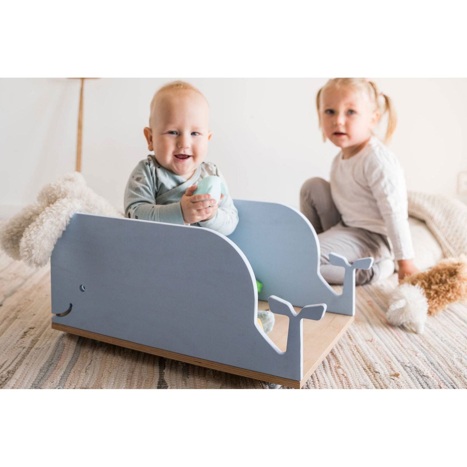 Kids Toy Storage Box on Wheels - Whale - Kotikauppa
