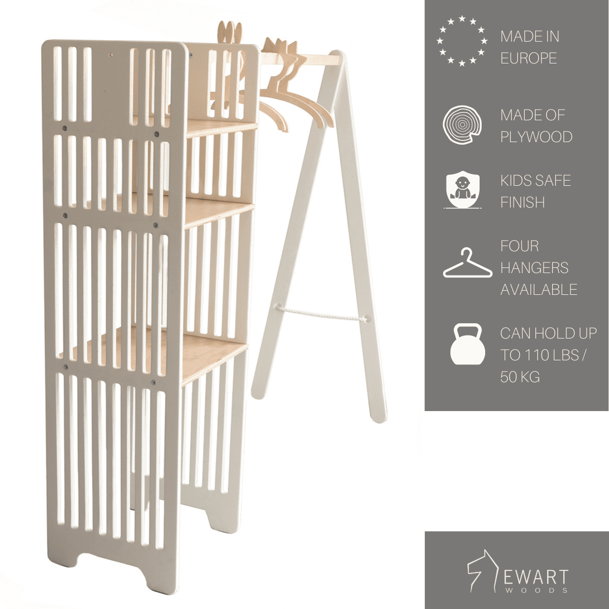 Kids Wooden Clothing Rack - Kotikauppa