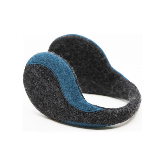 Felted Wool Earmuffs - Dark Grey, Aquamarine