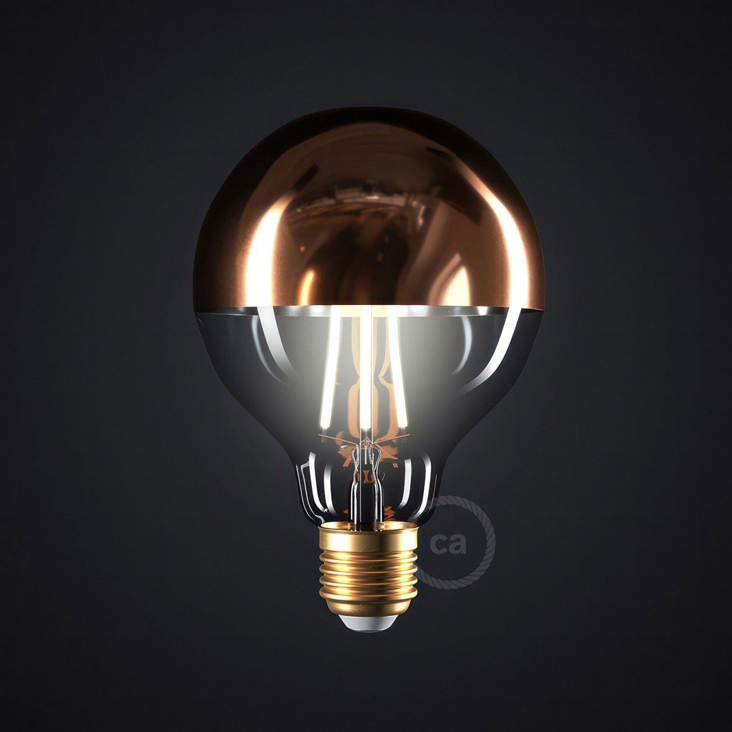 Kuparinen puolipallo Globe G95 LED-lamppu 7W E27 2700K Himmennettävä - Kotikauppa