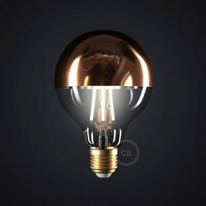 Kuparinen puolipallo Globe G95 LED-lamppu 7W E27 2700K Himmennettävä - Kotikauppa