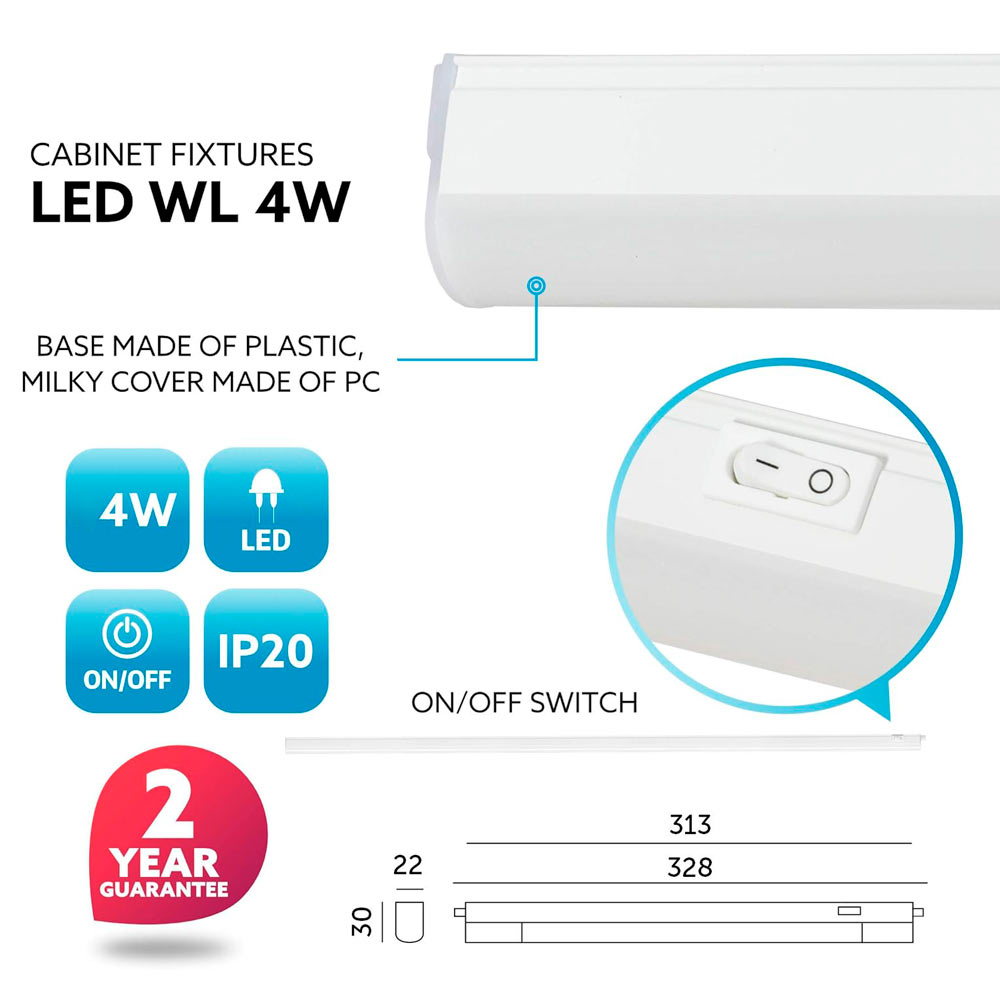 4W LED-yleisvalaisin WL - 40cm 4000K 440lm