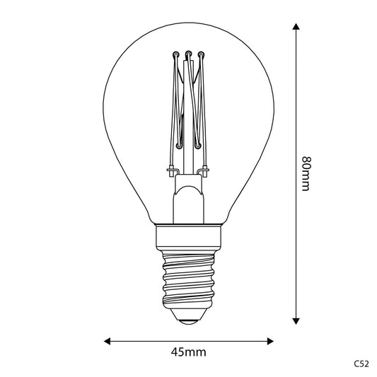 LED kultainen hehkulamppu Mini Globe G45 3,5W 300Lm E14 2700K Himmennettävä - C52 - Kotikauppa