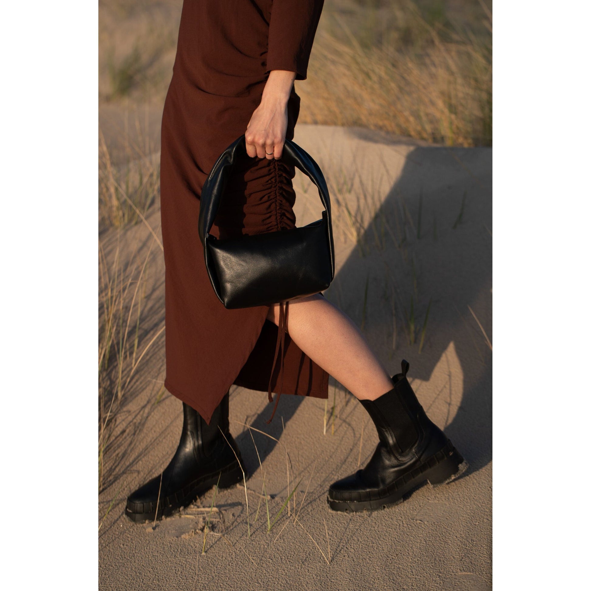 Soft Leather Baguette Handbag Luna